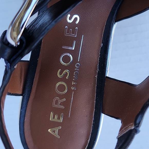 NWOT AEROSOLES LEATHER ZEPHYR PLATFORM SANDAL - Picture 9 of 11